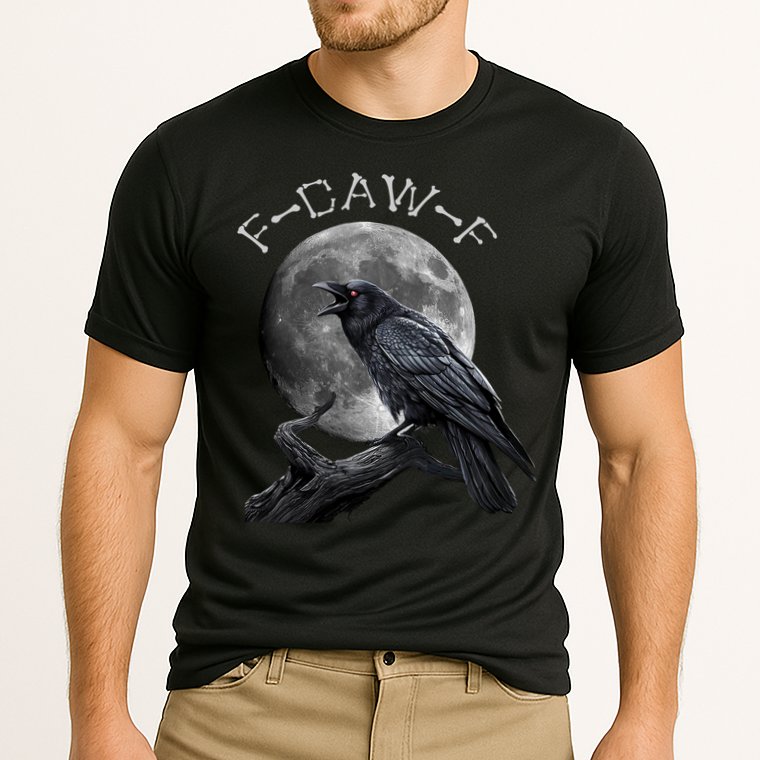 Black Crow, F-Caw-F Funny Black Bird Moon Bird Saying  Performance Shirt
