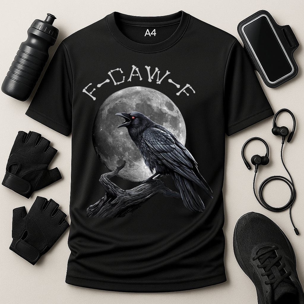 Black Crow, F-Caw-F Funny Black Bird Moon Bird Saying  Performance Shirt
