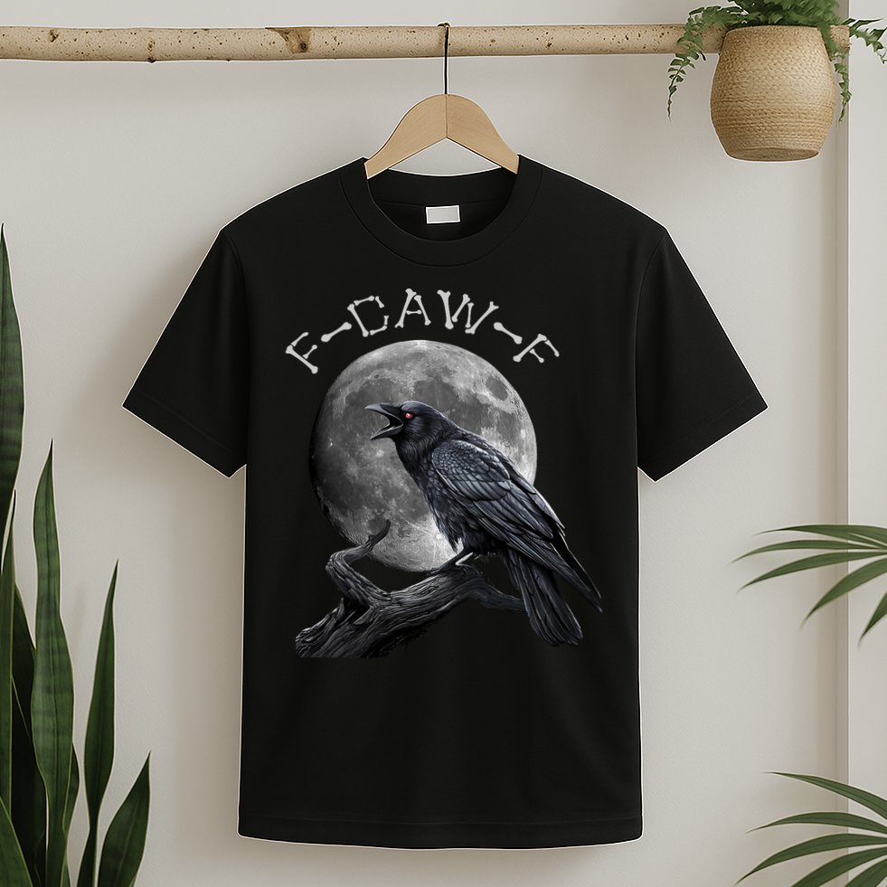 Black Crow, F-Caw-F Funny Black Bird Moon Bird Saying  T-Shirt
