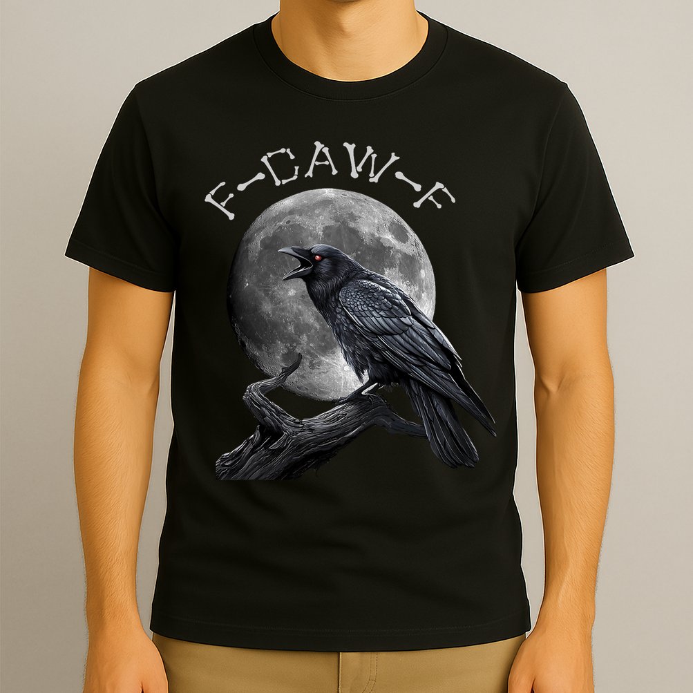 Black Crow, F-Caw-F Funny Black Bird Moon Bird Saying  T-Shirt