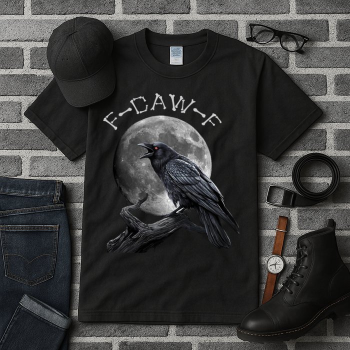 Black Crow, F-Caw-F Funny Black Bird Moon Bird Saying  Tall T-Shirt