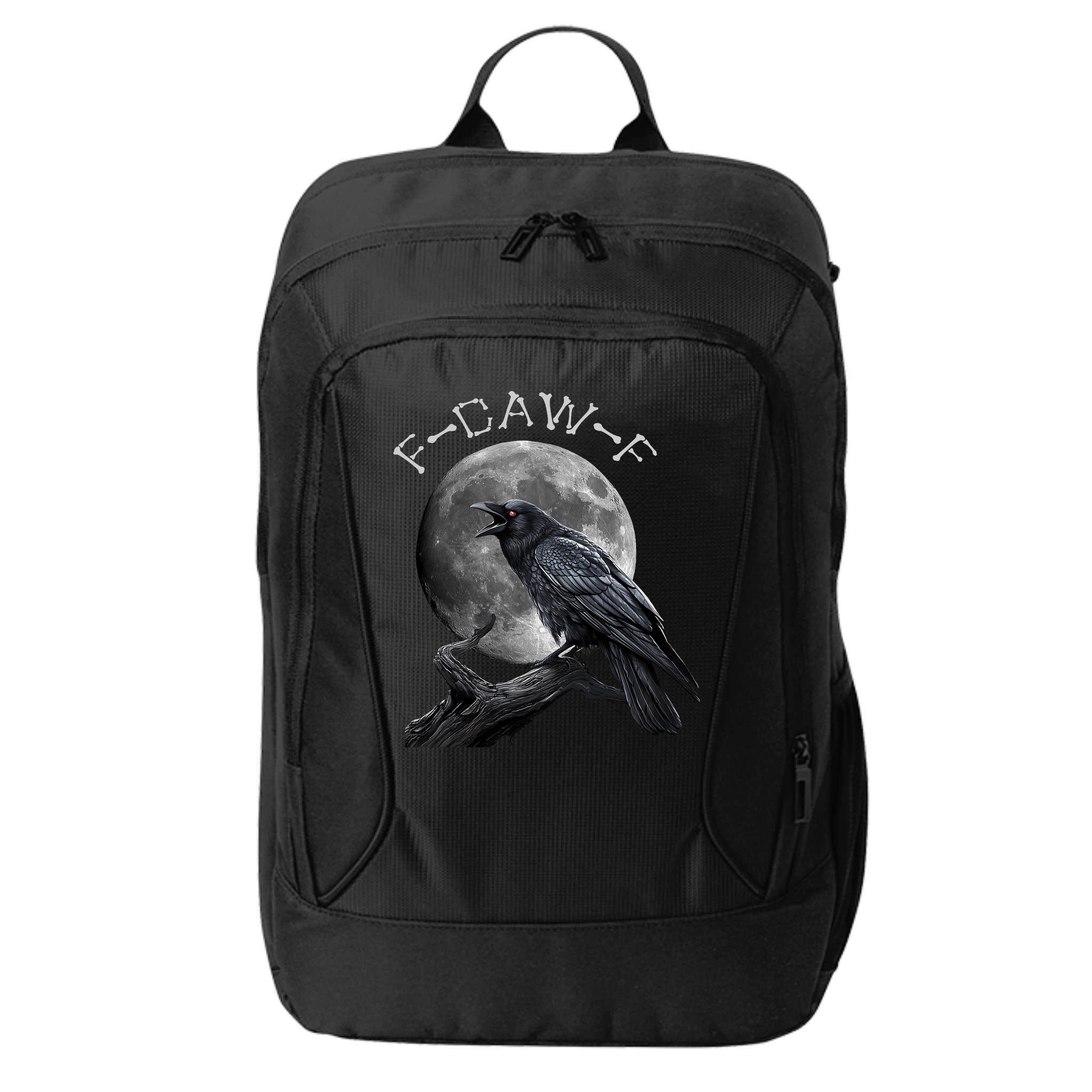Black Crow, F-Caw-F Funny Black Bird Moon Bird Saying  City Backpack