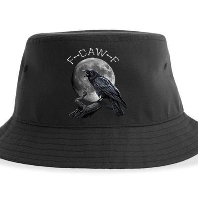 Black Crow, F-Caw-F Funny Black Bird Moon Bird Saying  Sustainable Bucket Hat