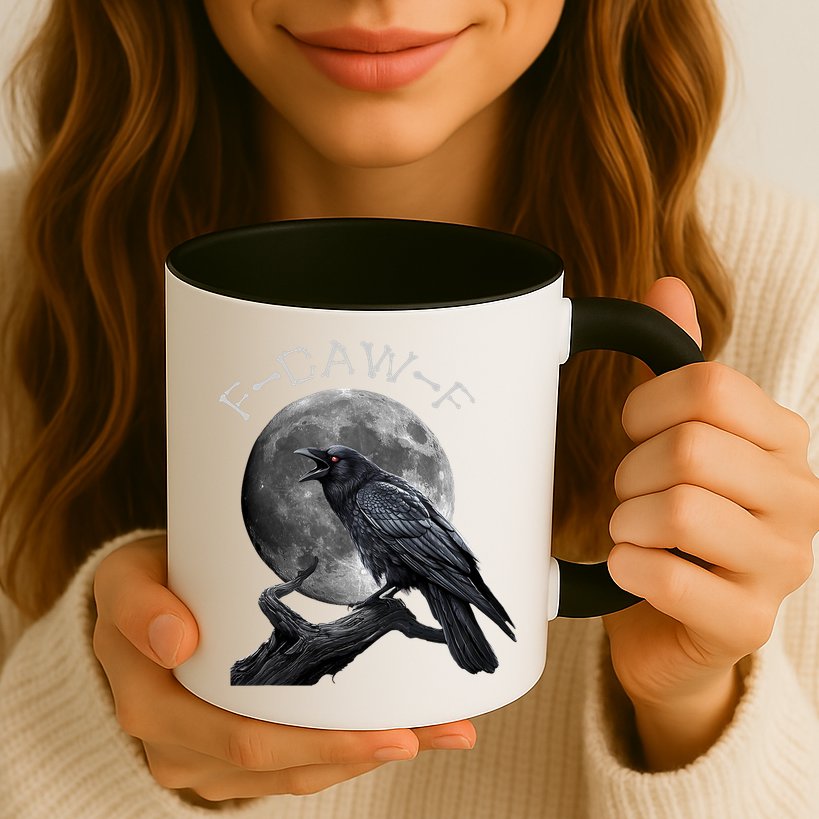 Black Crow, F-Caw-F Funny Black Bird Moon Bird Saying  Mug