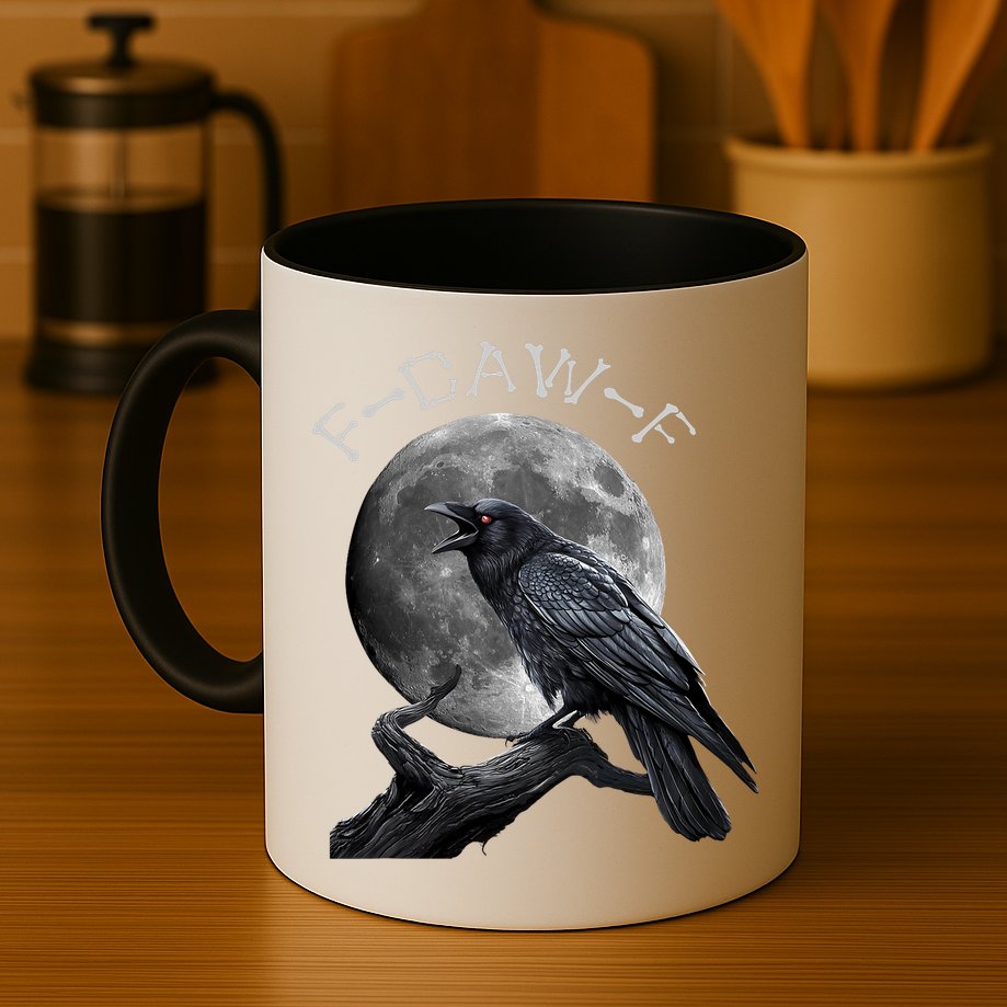 Black Crow, F-Caw-F Funny Black Bird Moon Bird Saying  Mug