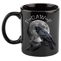 Black Crow, F-Caw-F Funny Black Bird Moon Bird Saying  11oz C Handle Ceramic Mug