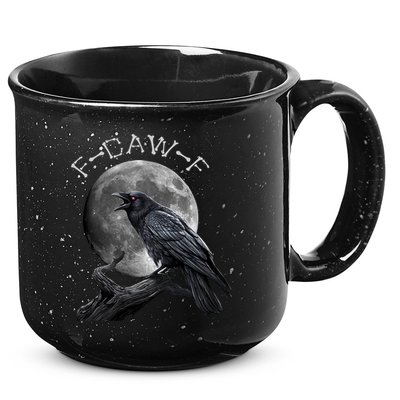 Black Crow, F-Caw-F Funny Black Bird Moon Bird Saying  15oz Campfire Ceramic Mug