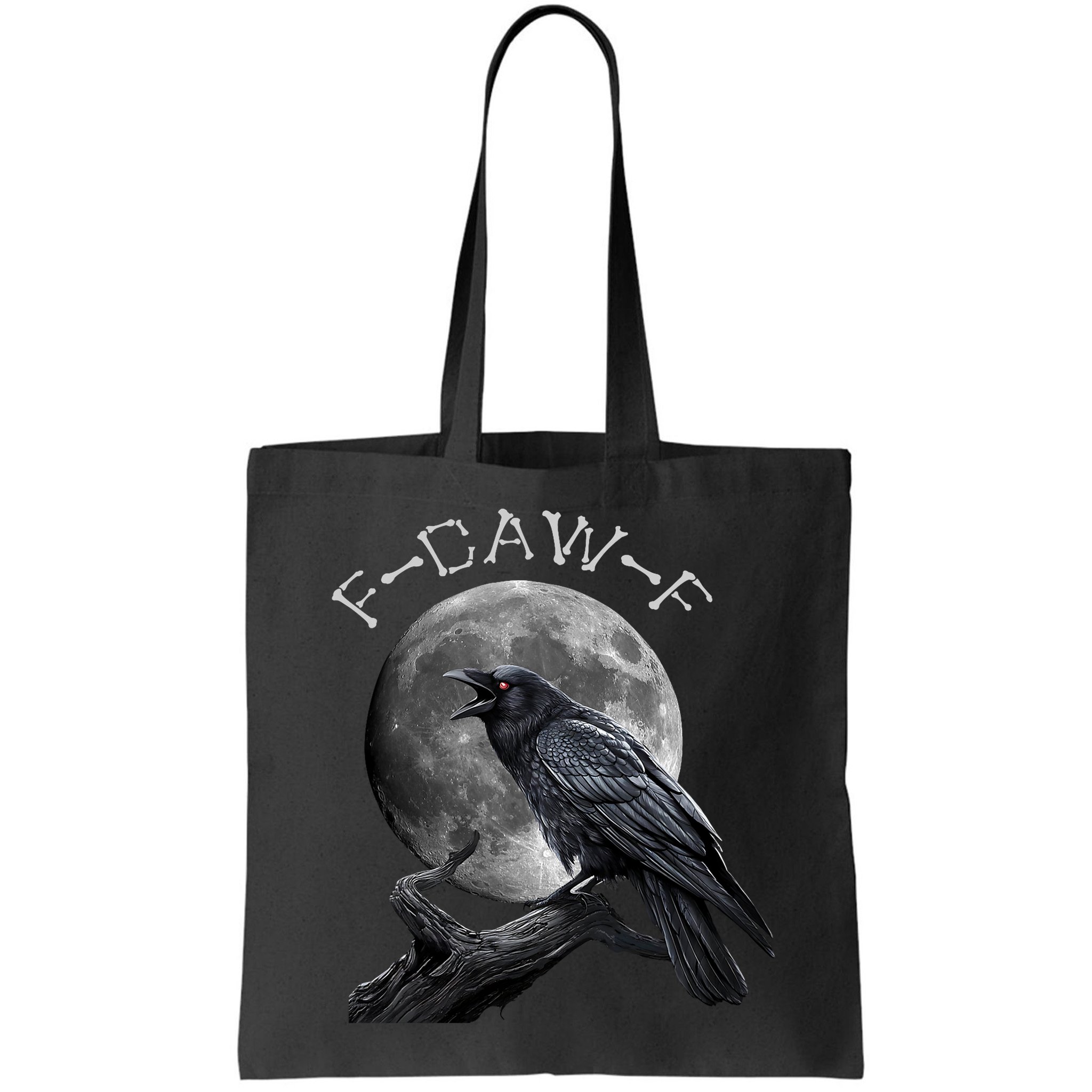 Black Crow, F-Caw-F Funny Black Bird Moon Bird Saying  Bag