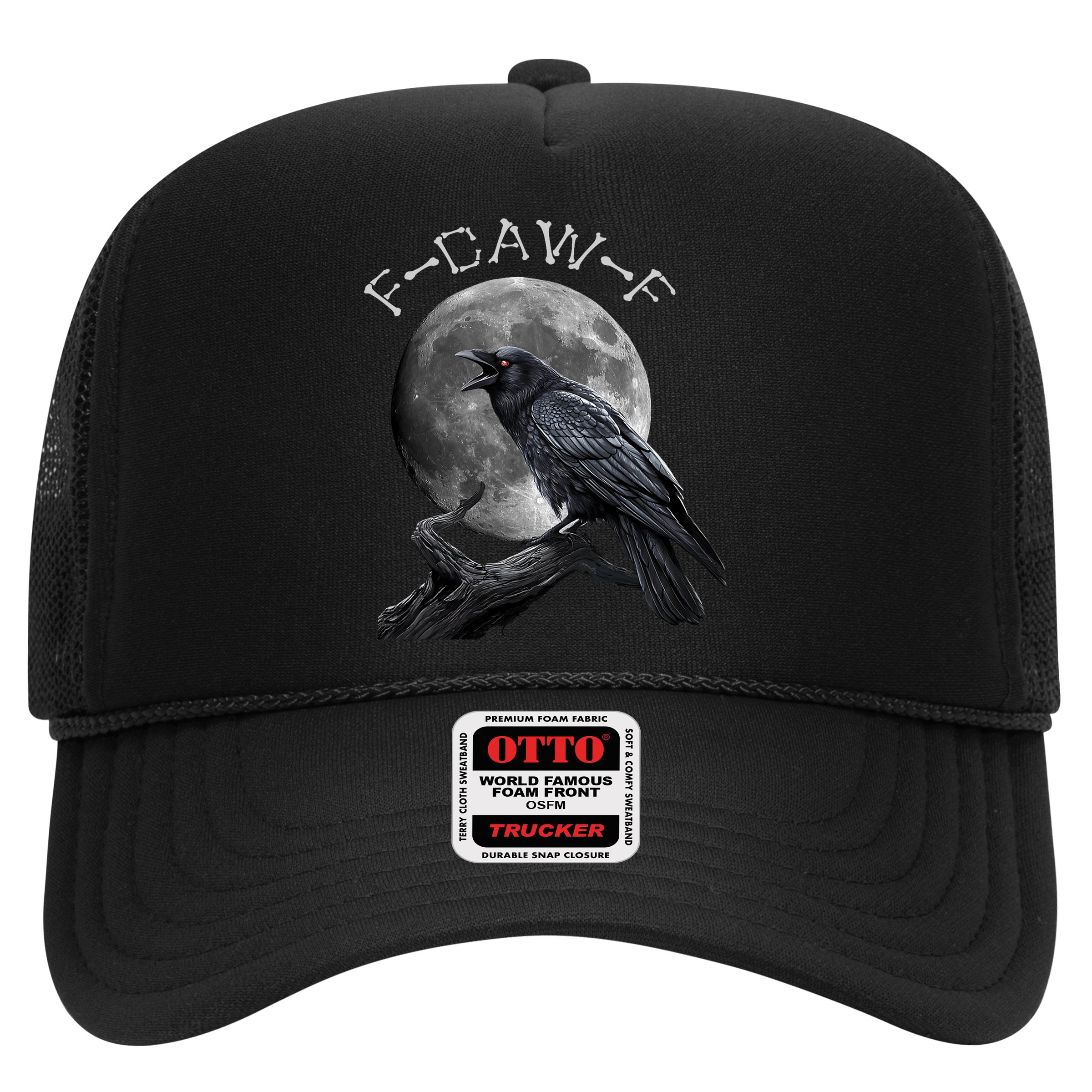Black Crow, F-Caw-F Funny Black Bird Moon Bird Saying  Hat