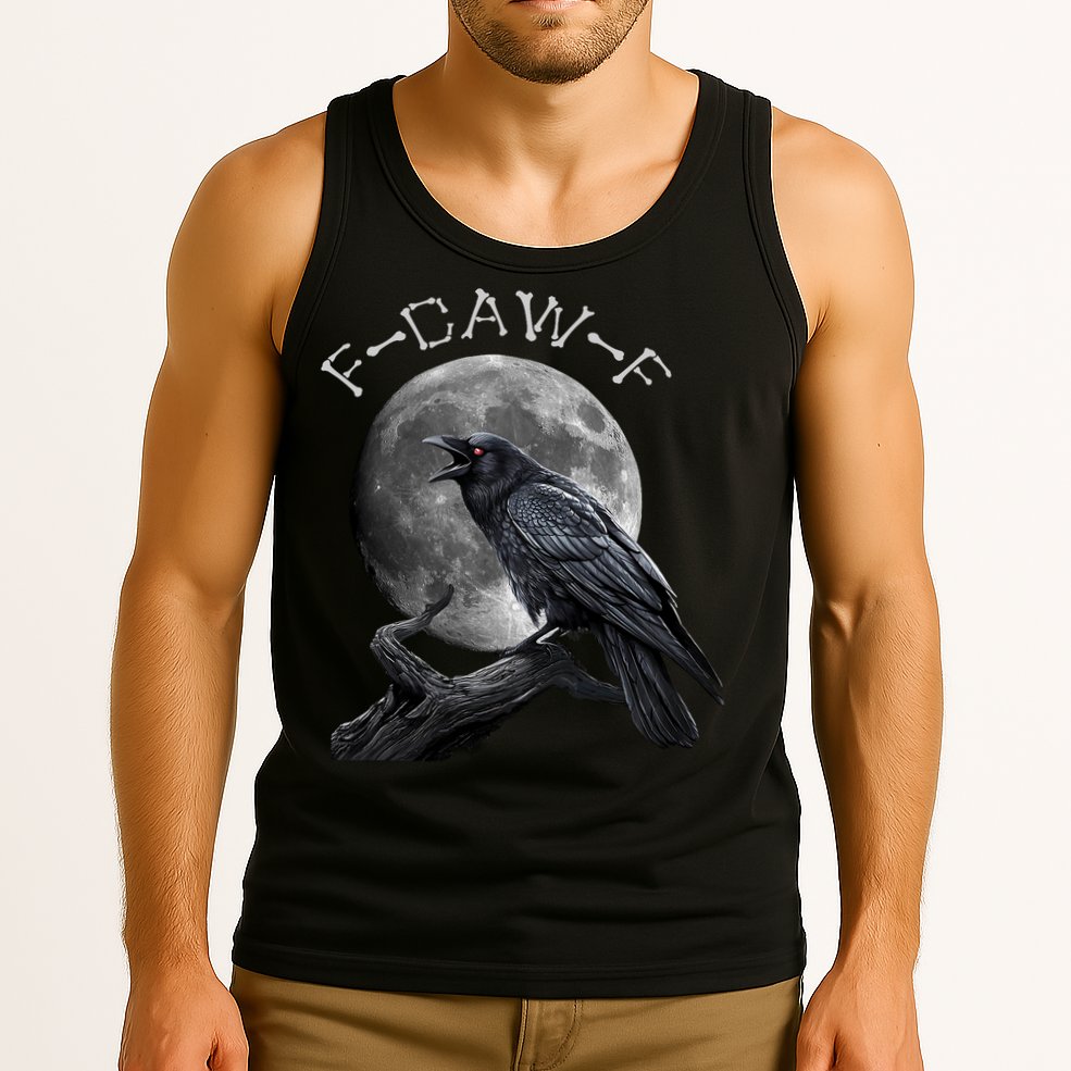 Black Crow, F-Caw-F Funny Black Bird Moon Bird Saying  Tank Top