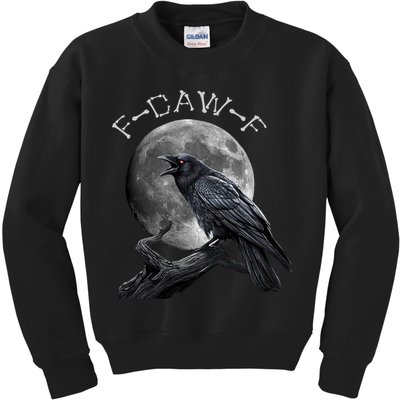 Black Crow, F-Caw-F Funny Black Bird Moon Bird Saying  Kids Sweatshirt