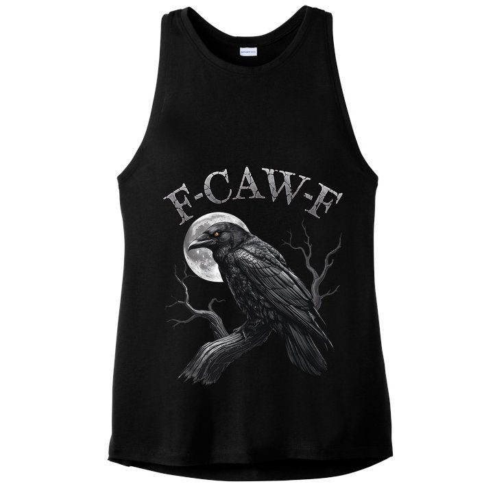 Black Crow, F-Caw-F Funny Black Bird Moon Gothic Adult Humor Ladies PosiCharge Tri-Blend Wicking Tank