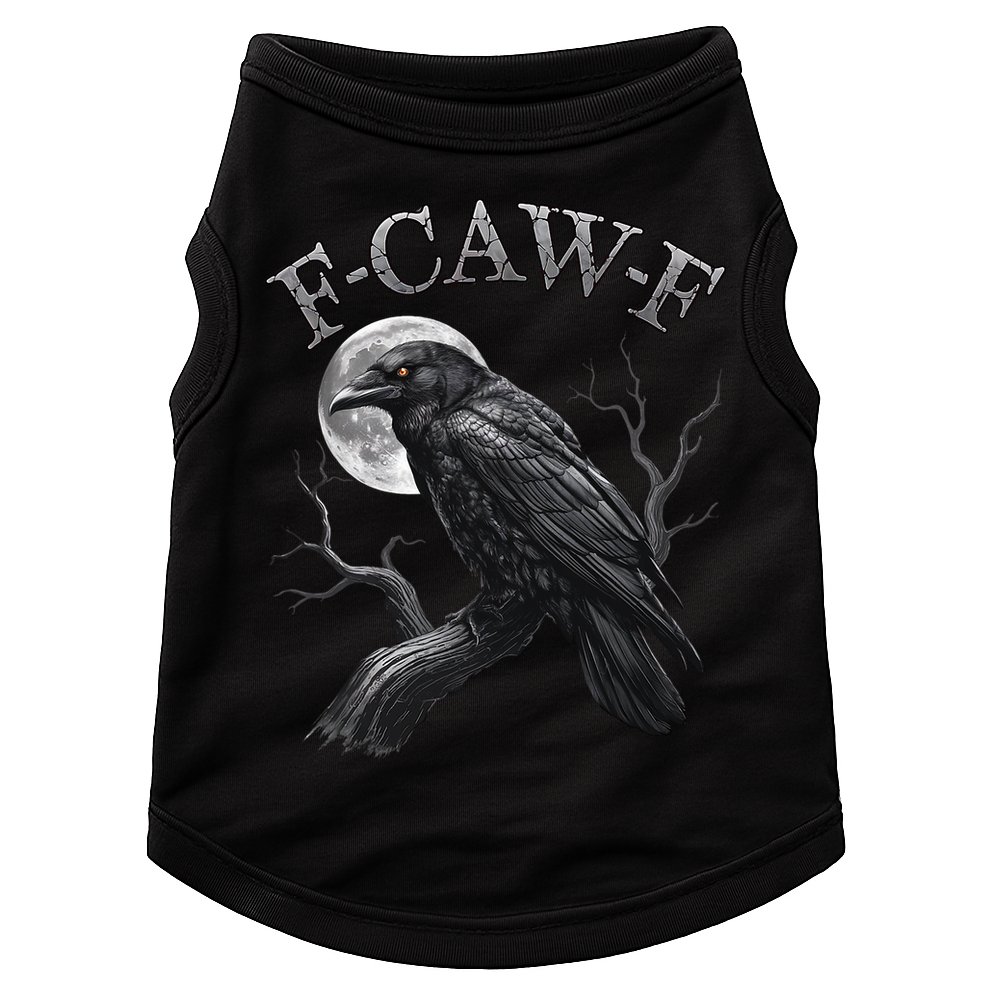 Black Crow, F-Caw-F Funny Black Bird Moon Gothic Adult Humor Doggie Tank