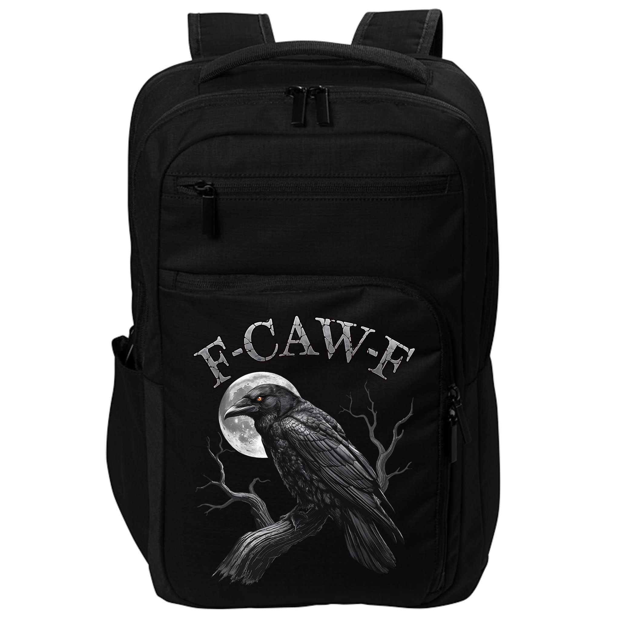 Black Crow, F-Caw-F Funny Black Bird Moon Gothic Adult Humor Impact Tech Backpack