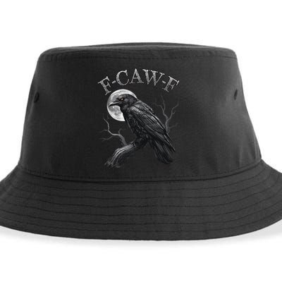 Black Crow, F-Caw-F Funny Black Bird Moon Gothic Adult Humor Sustainable Bucket Hat