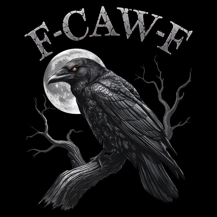 Black Crow, F-Caw-F Funny Black Bird Moon Gothic Adult Humor Button