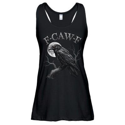 Black Crow, F-Caw-F Funny Black Bird Moon Gothic Adult Humor Ladies Essential Flowy Tank