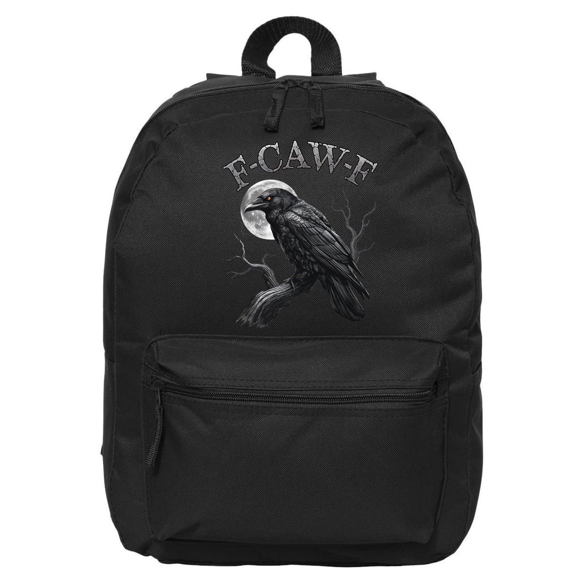 Black Crow, F-Caw-F Funny Black Bird Moon Gothic Adult Humor 16 in Basic Backpack