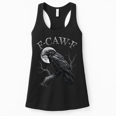 Black Crow, F-Caw-F Funny Black Bird Moon Gothic Adult Humor Womens Tank Top