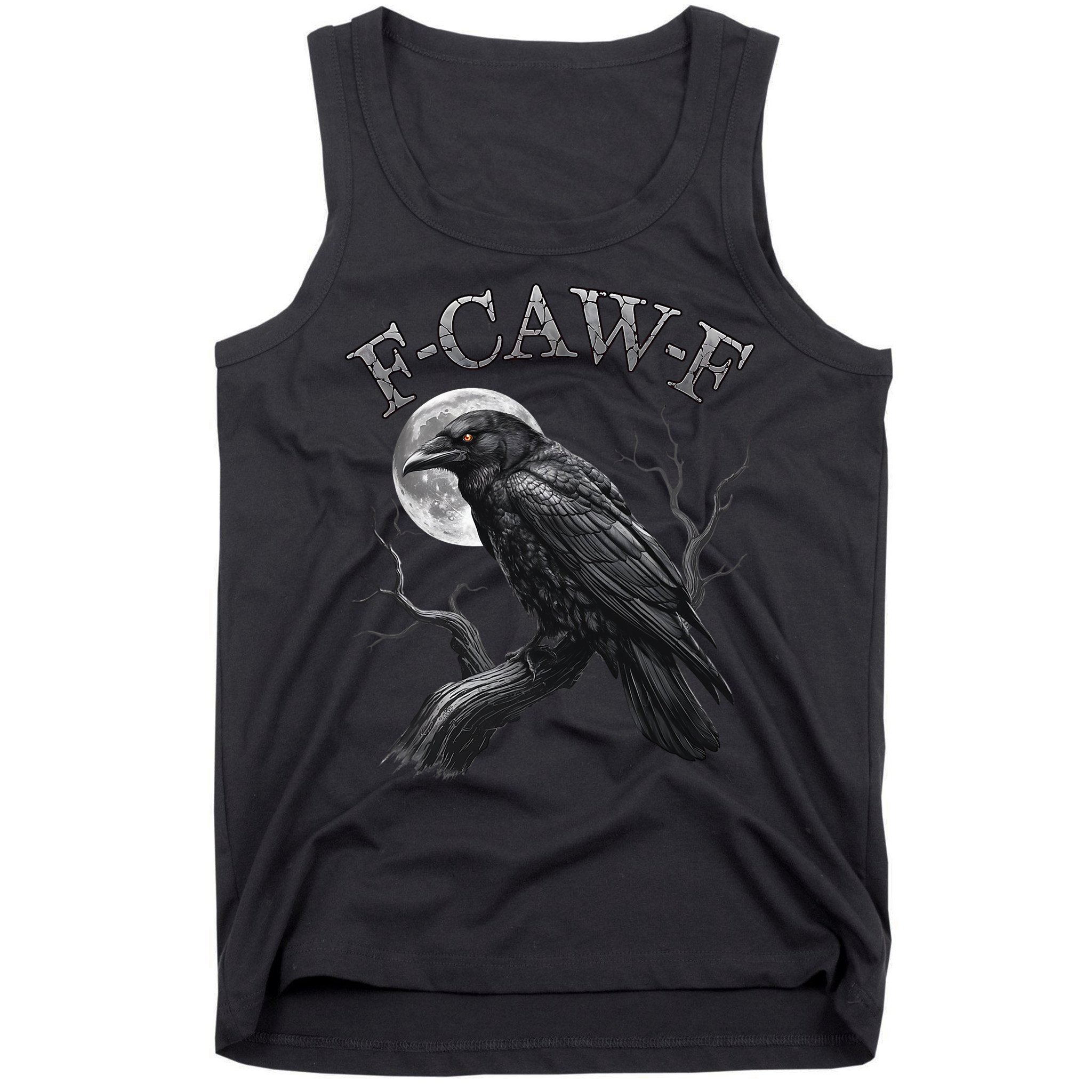 Black Crow, F-Caw-F Funny Black Bird Moon Gothic Adult Humor Tank Top