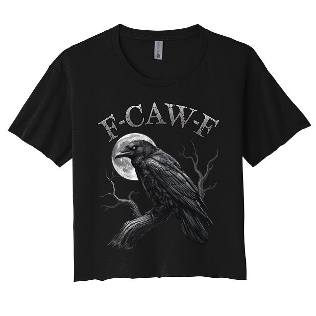 Black Crow, F-Caw-F Funny Black Bird Moon Gothic Adult Humor Crop Top