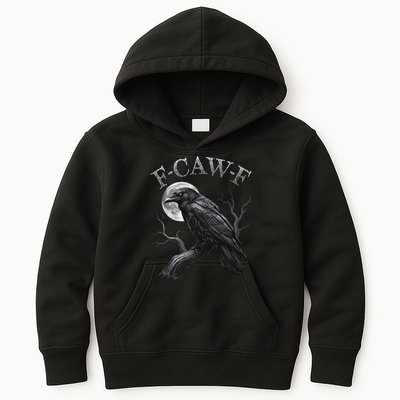 Black Crow, F-Caw-F Funny Black Bird Moon Gothic Adult Humor Kids Hoodie