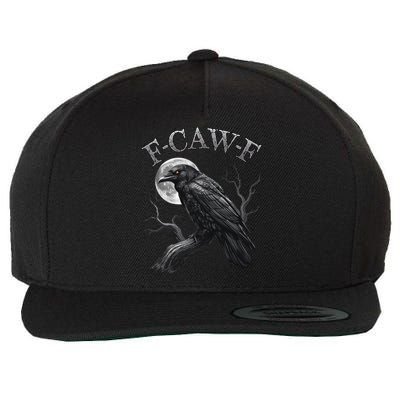 Black Crow, F-Caw-F Funny Black Bird Moon Gothic Adult Humor Wool Snapback Cap