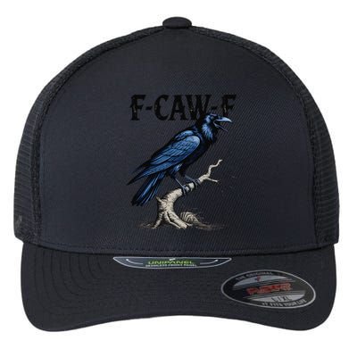 Black Crow F-Caw-F Funny Black Bird Flexfit Unipanel Trucker Cap