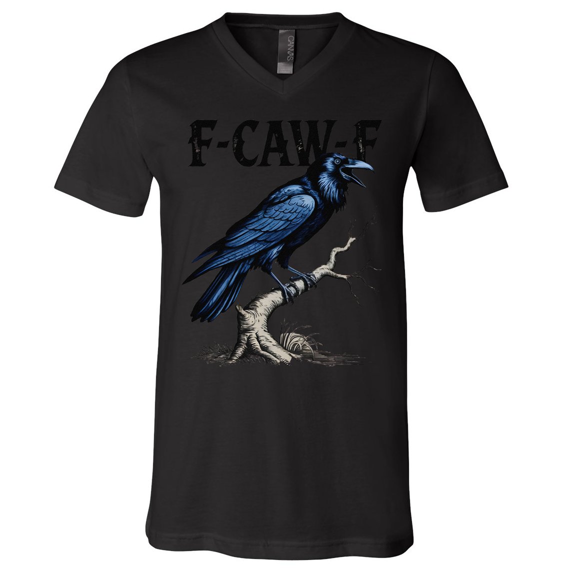 Black Crow F-Caw-F Funny Black Bird V-Neck T-Shirt