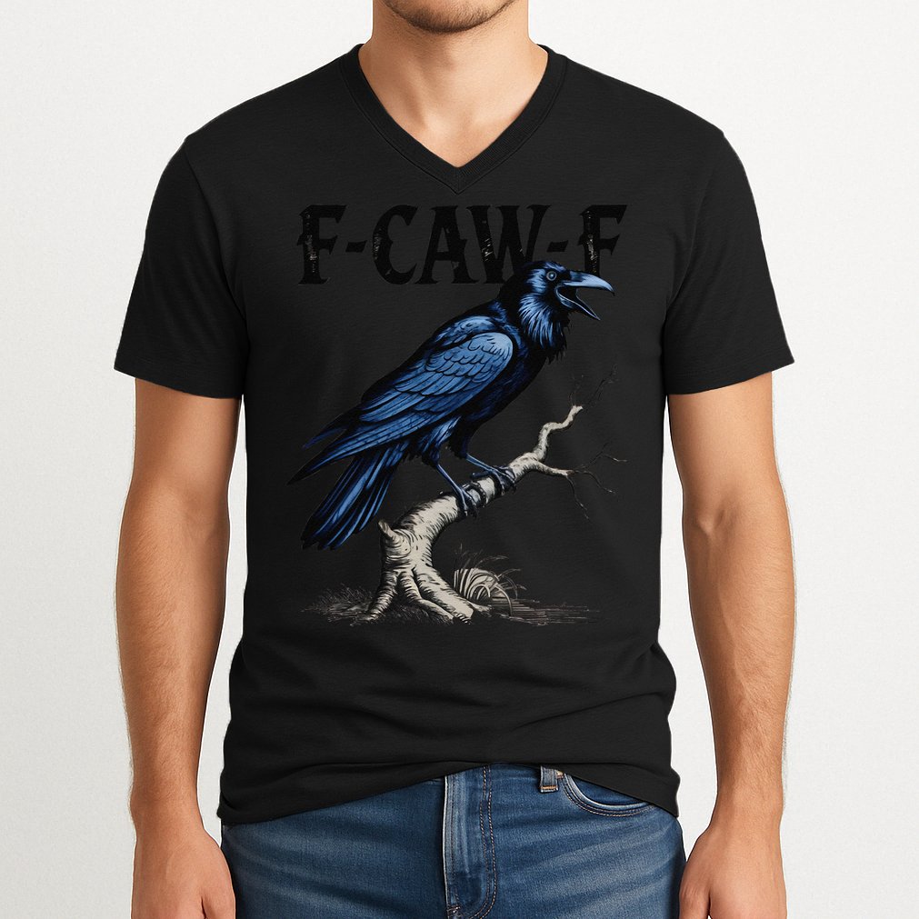 Black Crow F-Caw-F Funny Black Bird V-Neck T-Shirt