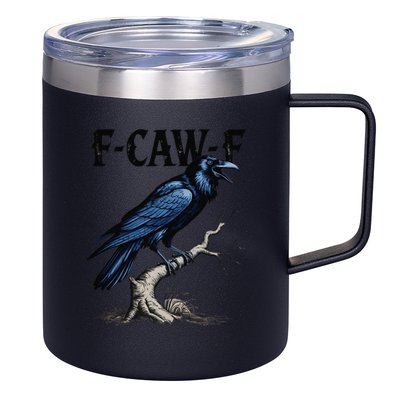Black Crow F-Caw-F Funny Black Bird 12oz Stainless Steel Coffee Mug