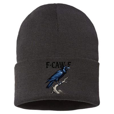 Black Crow F-Caw-F Funny Black Bird Sustainable Knit Beanie