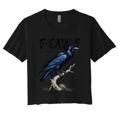 Black Crow F-Caw-F Funny Black Bird Crop Top