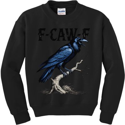 Black Crow F-Caw-F Funny Black Bird Kids Sweatshirt