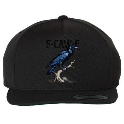 Black Crow F-Caw-F Funny Black Bird Wool Snapback Cap