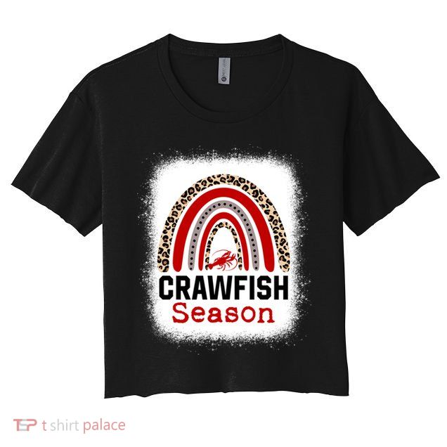 Bleached Craw Fish Season Leopard Crawfish Boil Lobster Great Gift Crop Top