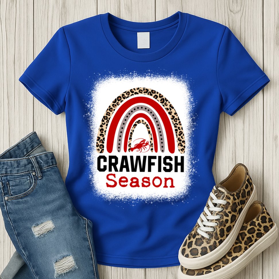 Bleached Craw Fish Season Leopard Crawfish Boil Lobster Great Gift Womens T-Shirt