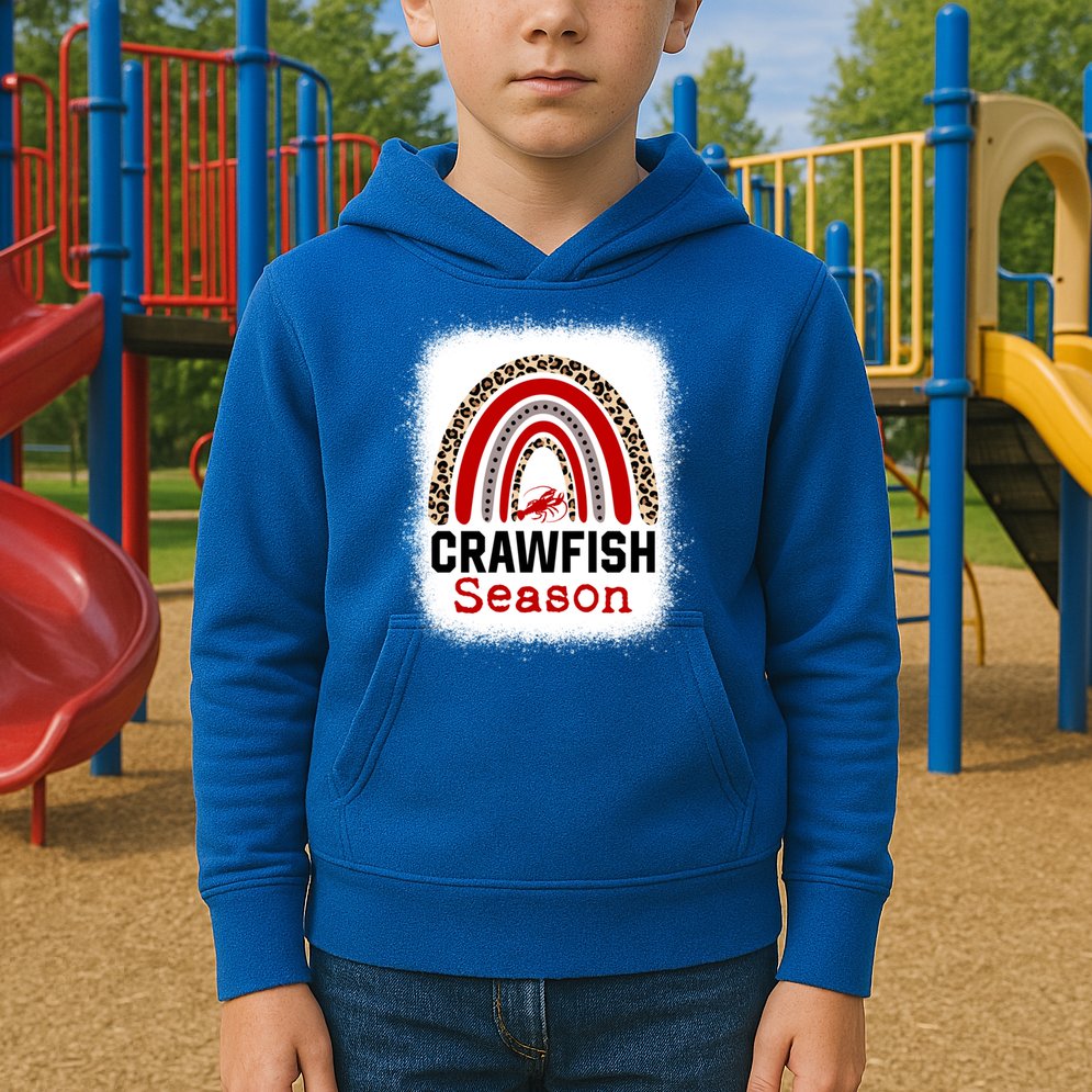 Bleached Craw Fish Season Leopard Crawfish Boil Lobster Great Gift Kids Hoodie
