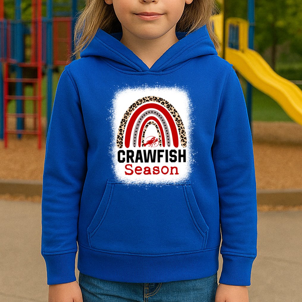 Bleached Craw Fish Season Leopard Crawfish Boil Lobster Great Gift Kids Hoodie