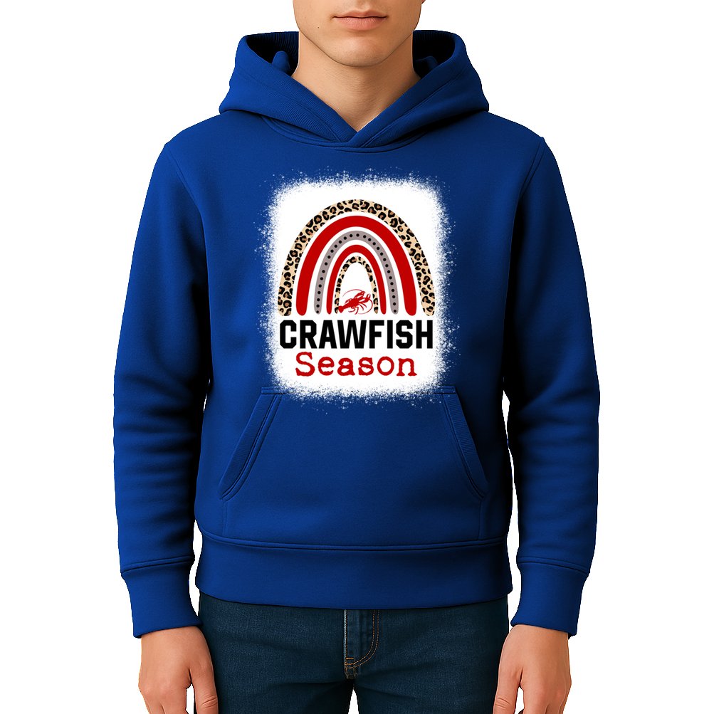 Bleached Craw Fish Season Leopard Crawfish Boil Lobster Great Gift Kids Hoodie
