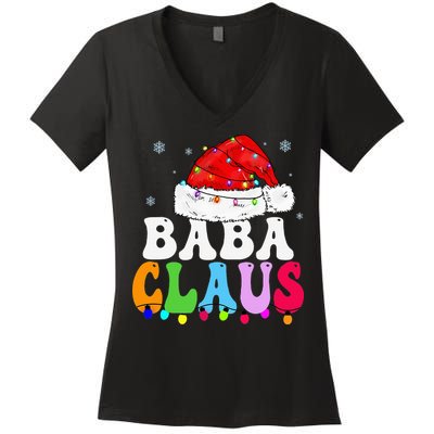 Baba Claus Funny Xmas Family Matching Grandma Christmas Women's V-Neck T-Shirt