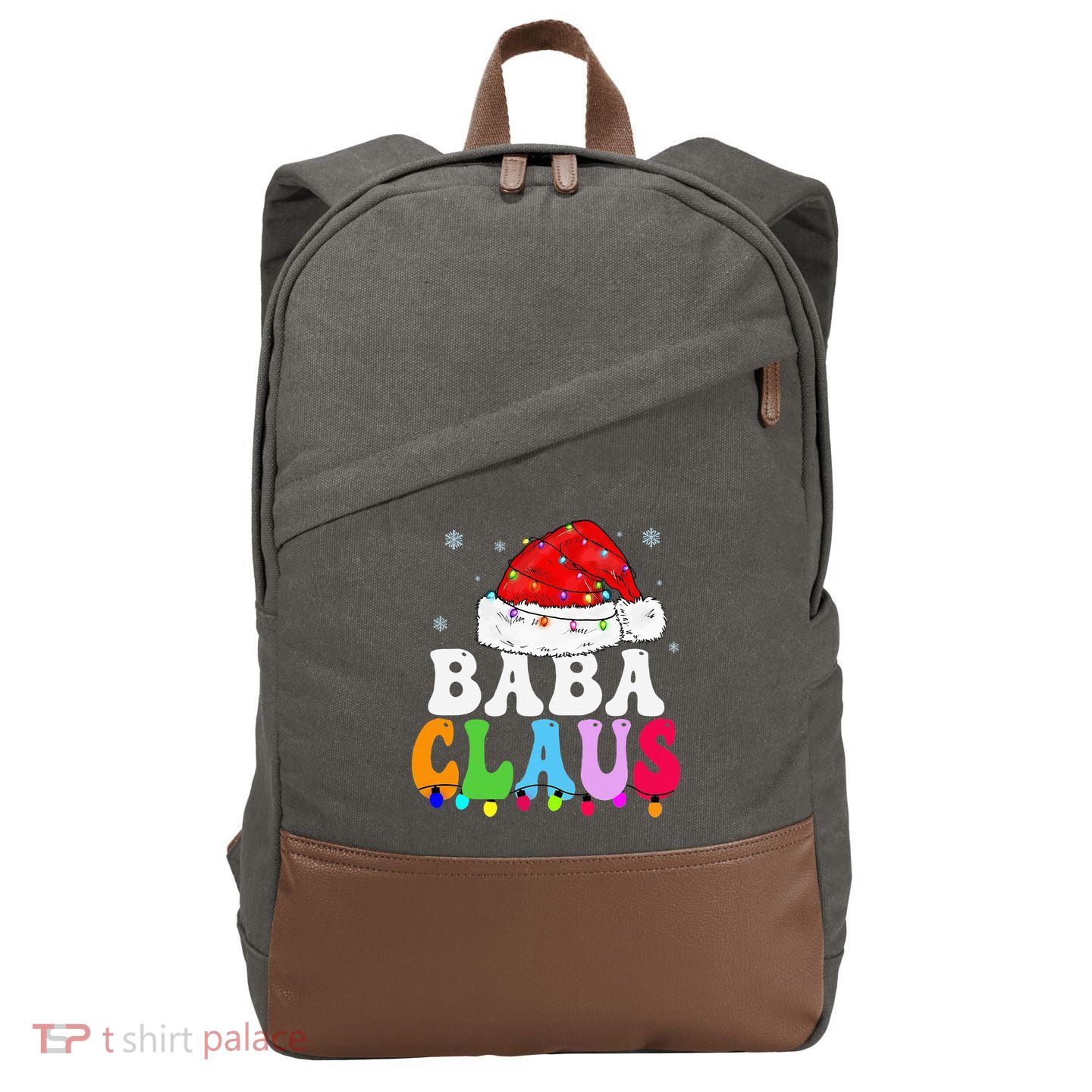 Baba Claus Funny Xmas Family Matching Grandma Christmas Cotton Canvas Backpack