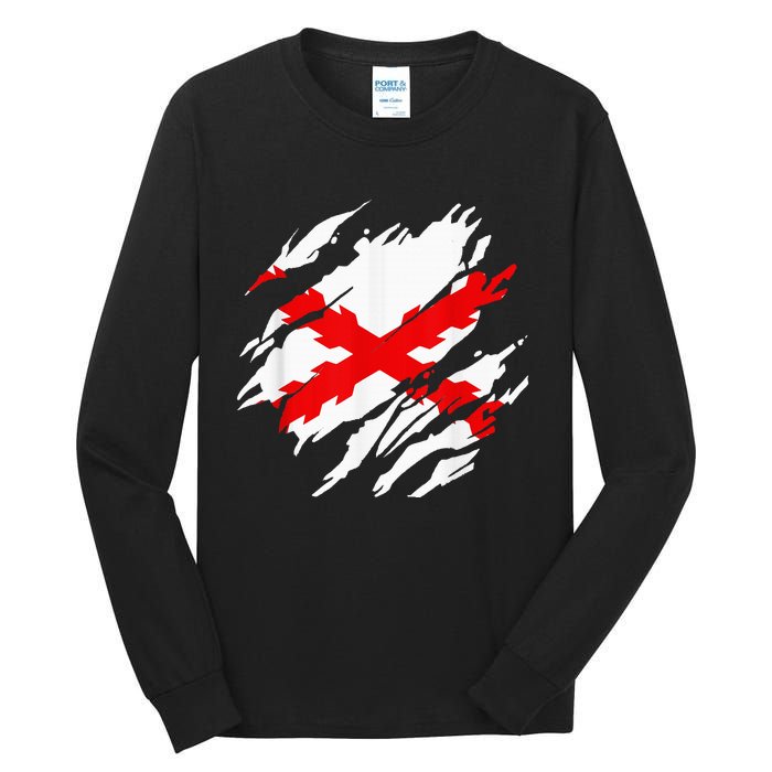 Burgundy Cross Flag Of The Thirds Tall Long Sleeve T-Shirt