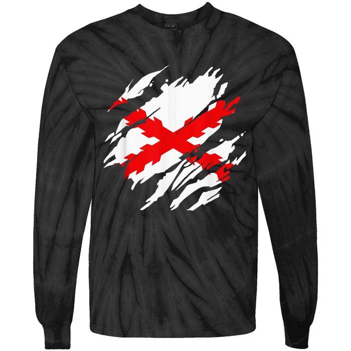 Burgundy Cross Flag Of The Thirds Tie-Dye Long Sleeve Shirt