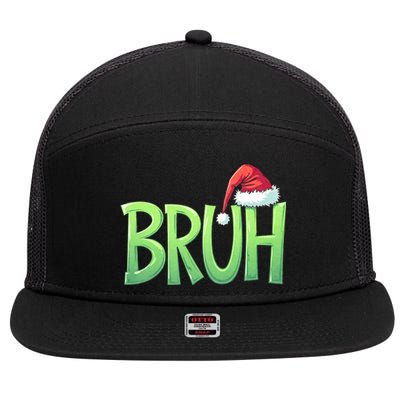 Bruh Christmas Funny Christmas Humor Meme 7 Panel Mesh Trucker Snapback Hat