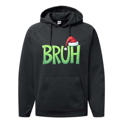 Bruh Christmas Funny Christmas Humor Meme Performance Fleece Hoodie