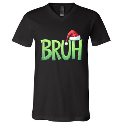 Bruh Christmas Funny Christmas Humor Meme V-Neck T-Shirt