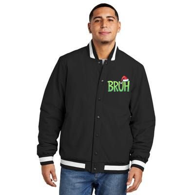 Bruh Christmas Funny Christmas Humor Meme Insulated Varsity Jacket