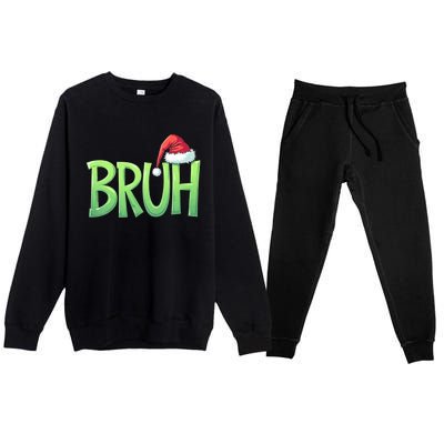 Bruh Christmas Funny Christmas Humor Meme Premium Crewneck Sweatsuit Set