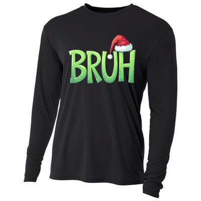 Bruh Christmas Funny Christmas Humor Meme Cooling Performance Long Sleeve Crew